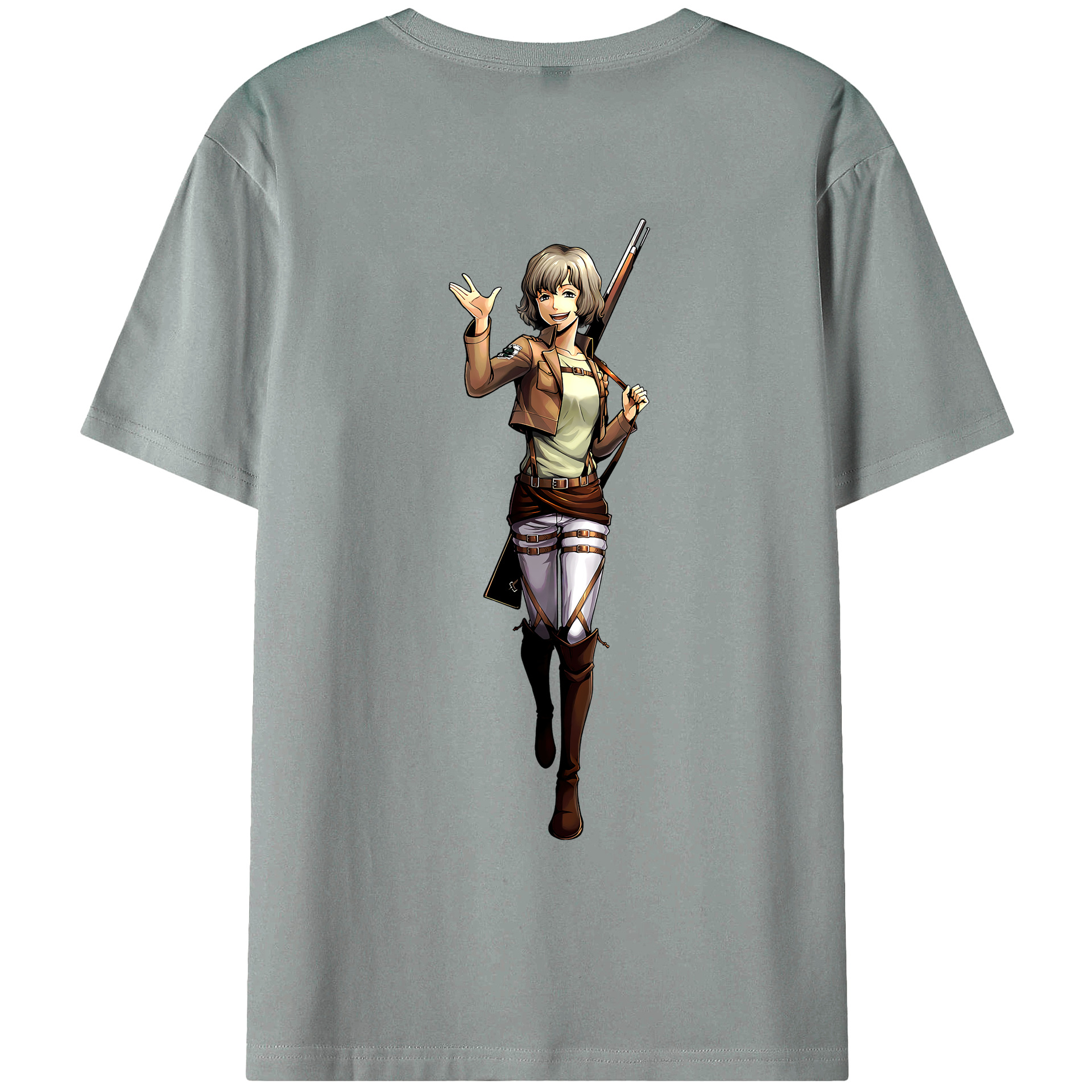 （画像用） 進撃の巨人 ヒツチ Attack on Titan Hitch 綿100％ メンズ半袖Tシャツ（バックプリント） 通気性
